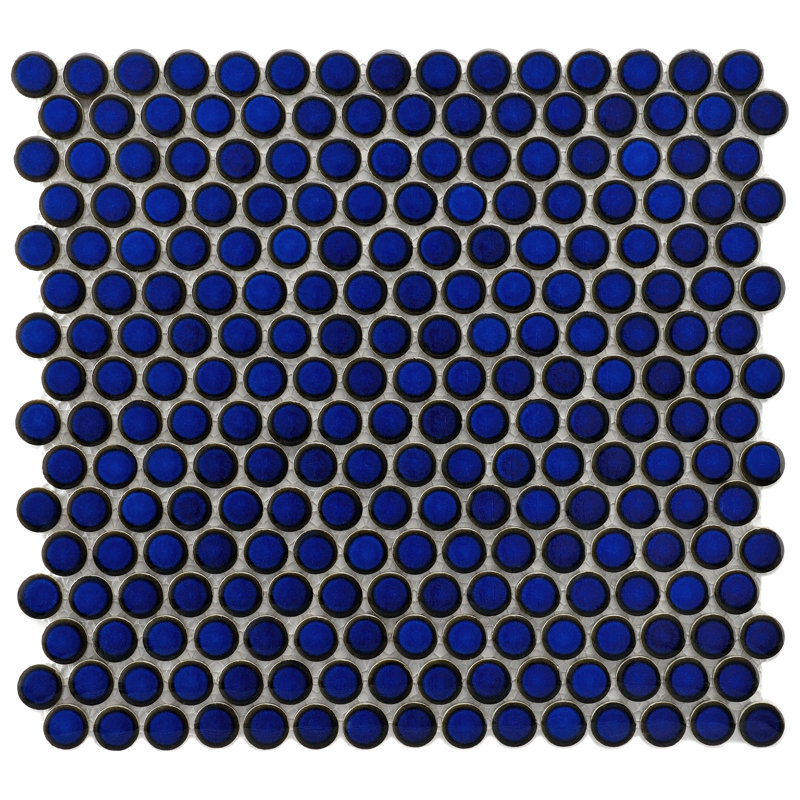 Hudson Penny Round .80" x .80" Porcelain Penny Round Mosaic Wall & Floor Tile, Blue Eye