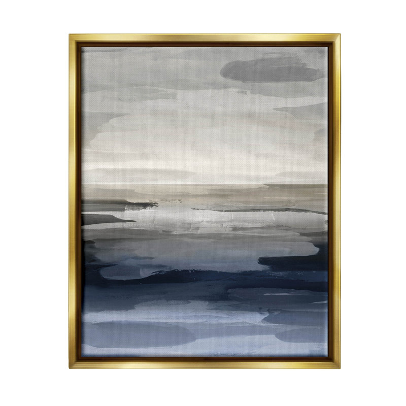 Abstract Landscape Metallic Gold Framed Canvas Wall Art