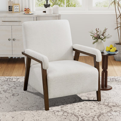 28.35'' Wide Upholstered Fabric Accent Armchair With Premium Solid Wood Legs