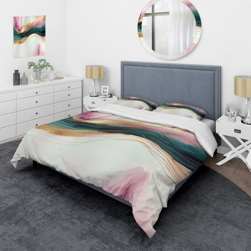 Ensemble de housse de couette Abstract Geode, Housse de couette pour grand lit et 2 taies décor