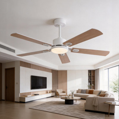 Ventilateur de plafond 42 po avec lumière et télécommande - Ventilateur moderne à profil bas avec moteur à courant continu réversible à 6 vitesses, DEL à 3 couleurs à intensité variable, pales à finition double (deux options de couleur)