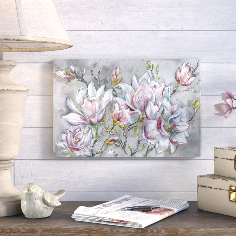 «Magnolia on Light Grey» par Tre Sorelle Studios - reproduction sur toile, 10 po x 15 po
