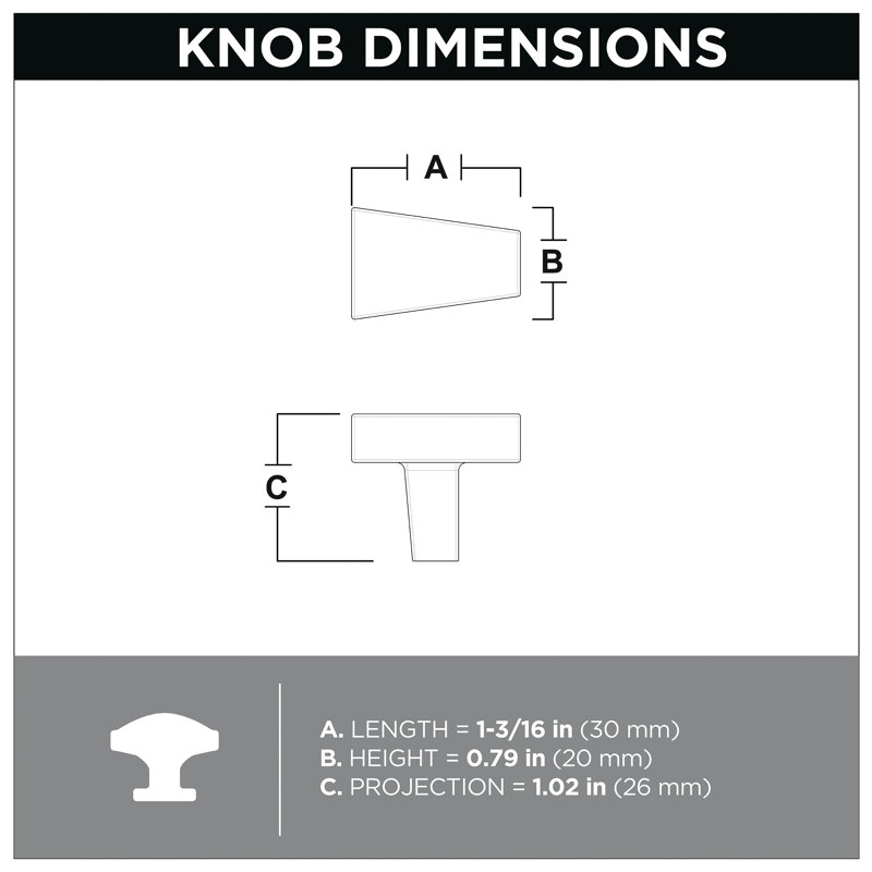 3/4" Length Geometric Knob Multipack, Matte Black