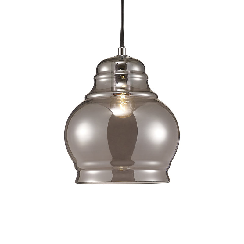 Jana 1 - Light Single Pendant, Polished Chrome/Black, Smoke, 128cm H x 16cm W x 16cm D