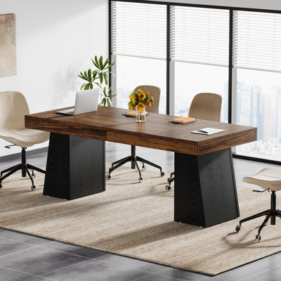 55-Inch Conference Meeting Table, Wood Seminar Desk for Conference Room