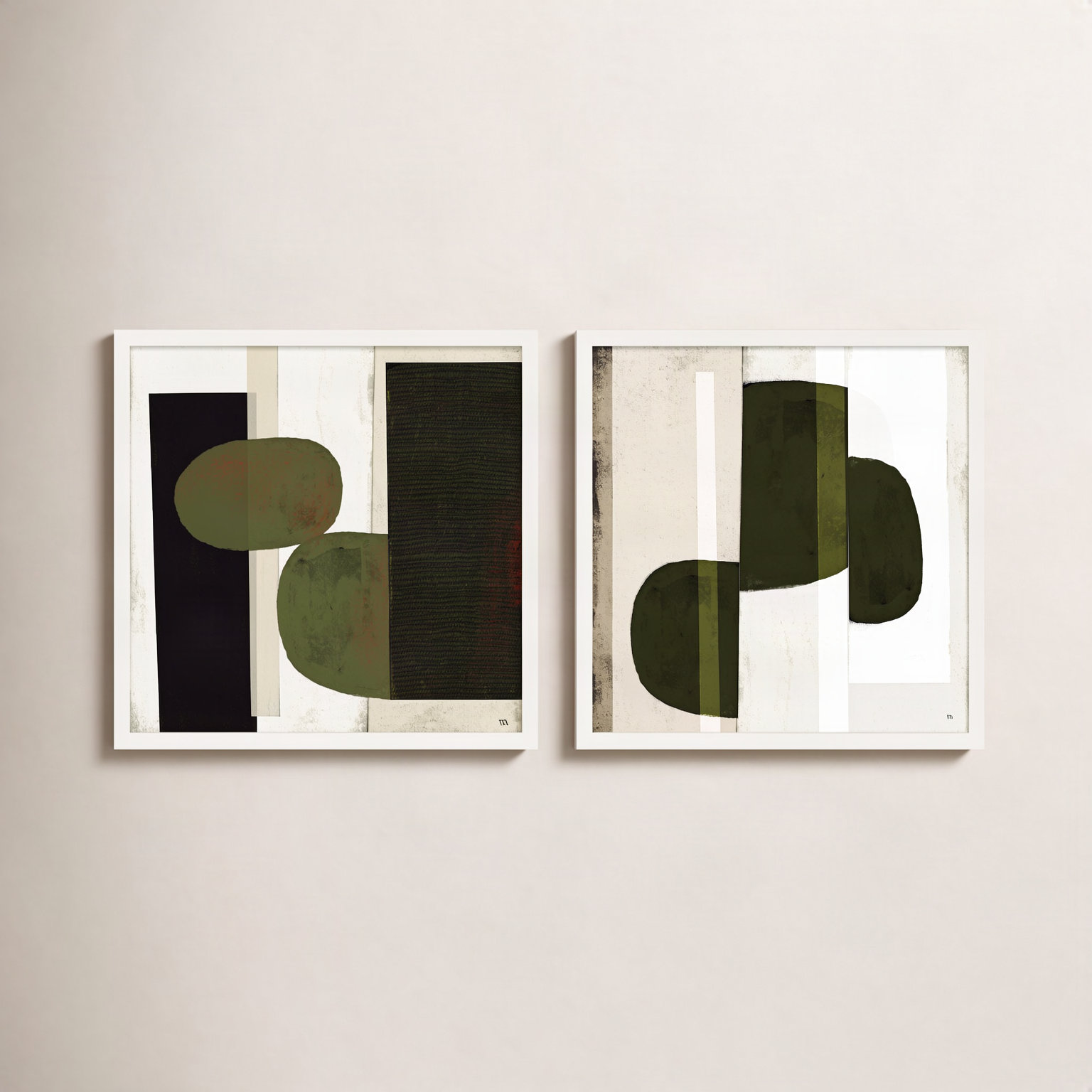Collage 2-Piece Painting Set, 44" H x 88" W, White