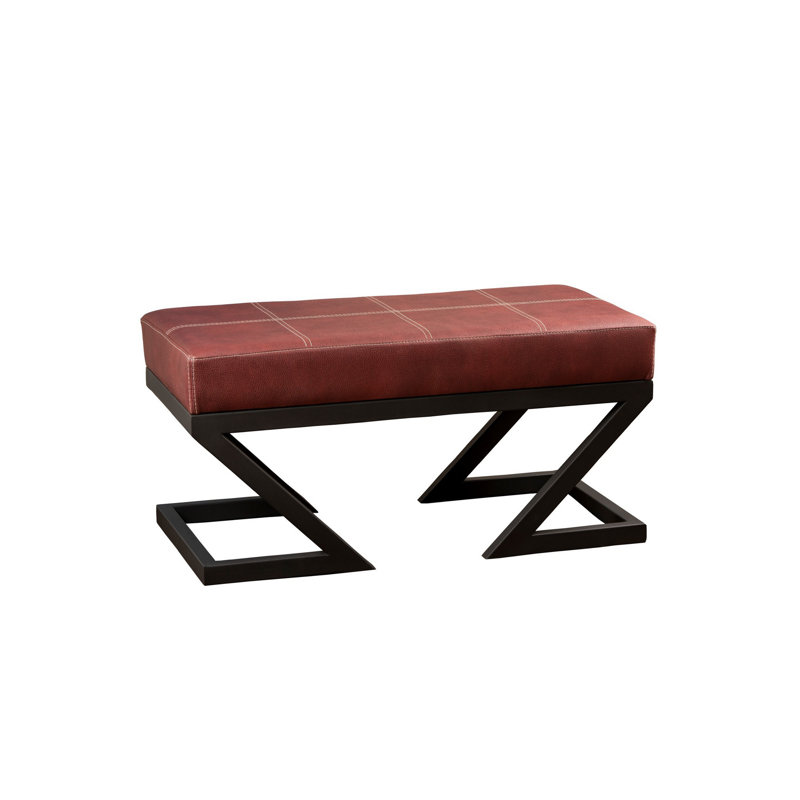 Pouf élégant avec structure en métal, rouge Claret, 36,2 po x 17,3 po x 18,1 po |  32 sièges en mousse | Tissu facile à nettoyer et pieds en métal robustes (hauteur des pieds: 12,8 pouces) | Parfait pour un décor industriel moderne