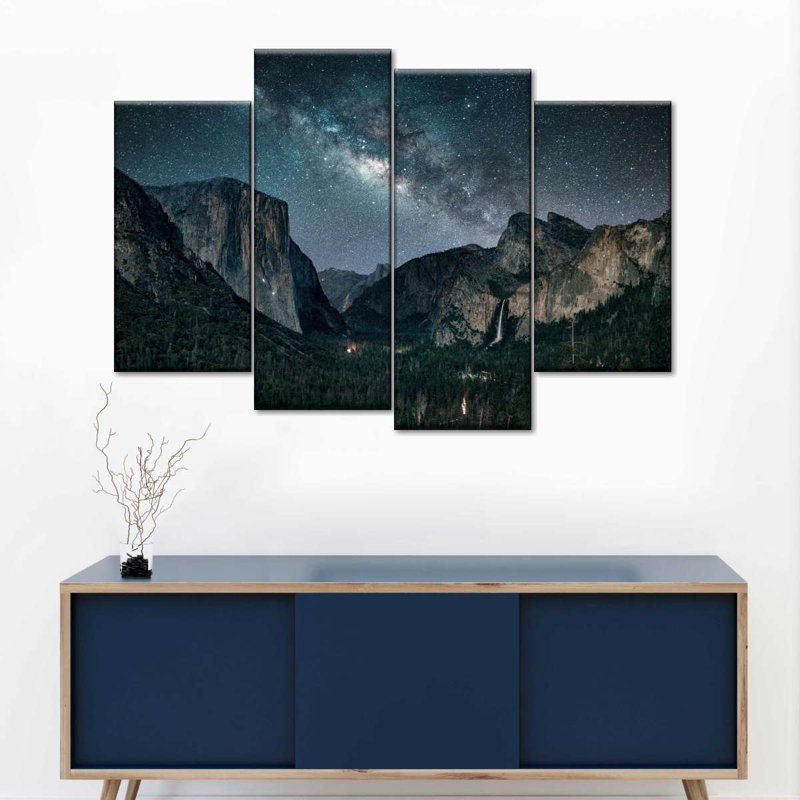 États-Unis, parc national, Stargazing At Yosemite, ensemble de 4 pièces sur toile, H 22 po x l 36 po x P 1 po