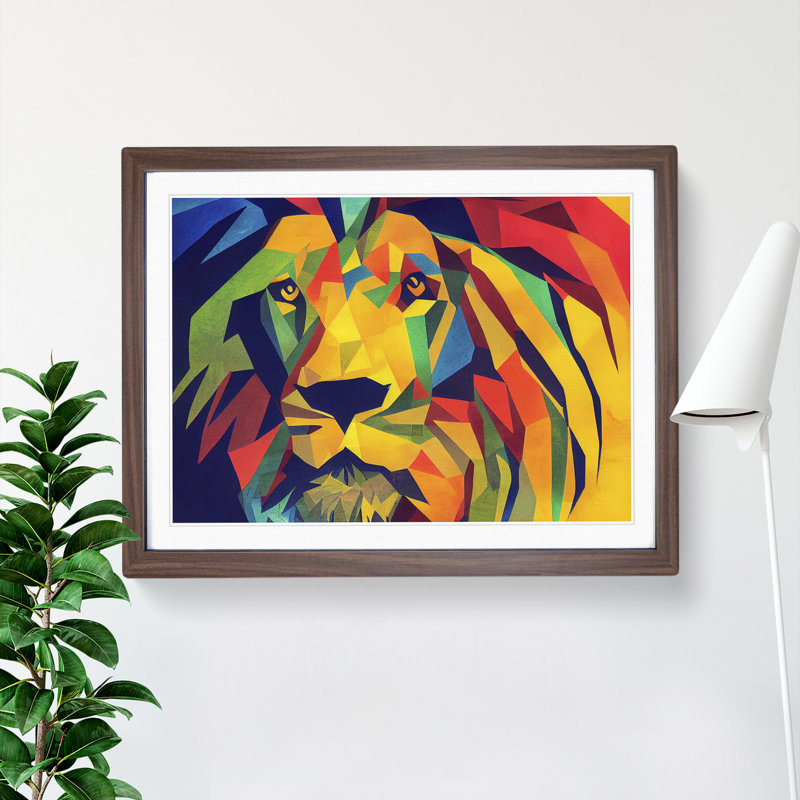 Abstract Lion Vol.3 - Framed Print, 34cm H x 46cm W x 2cm D, Walnut