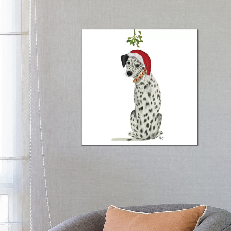 Christmas Des - Dalmatian Mistletoe by Fab Funky - Wrapped Canvas Gallery-Wrapped Canvas Giclée
