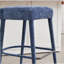 Backless Blue Upholstered Fabric Bar Stool – Comfortable Padded Seat With Sturdy Legs & Footrest, Space-Saving Seating For Kitchen Island, Dining Counter & Pub, 2 Sets-1216835436