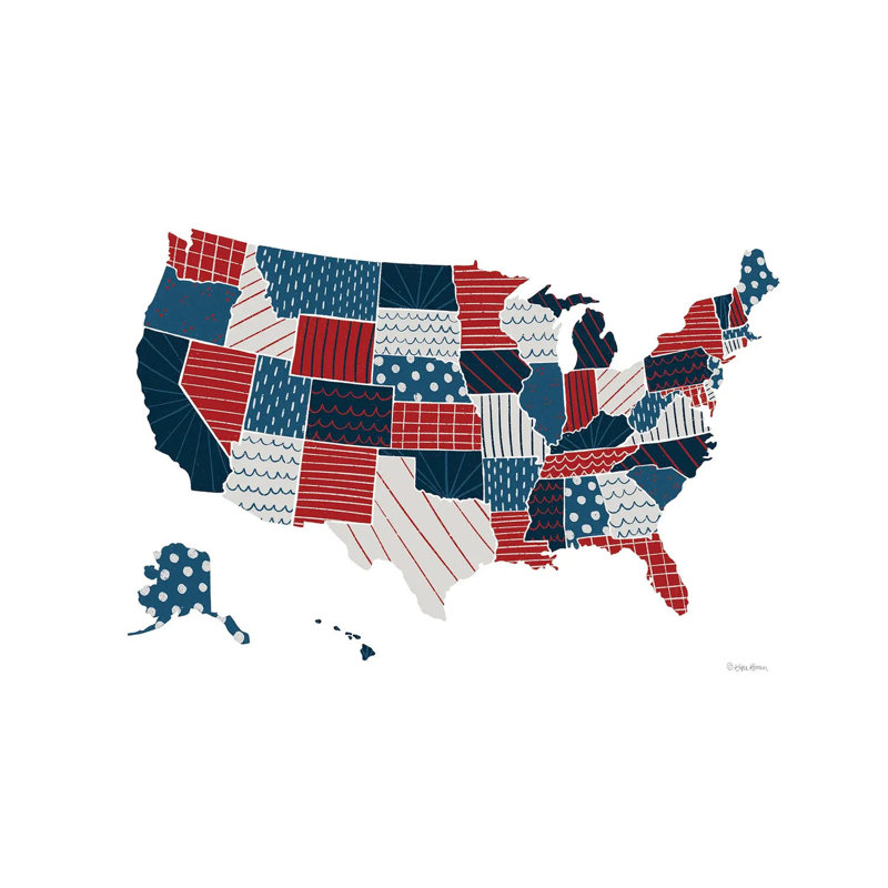 Patchwork USA Map by Kyra Brown - Wrapped Canvas Gallery-Wrapped Canvas Giclée, 20.32 cm H x 30.48 cm W