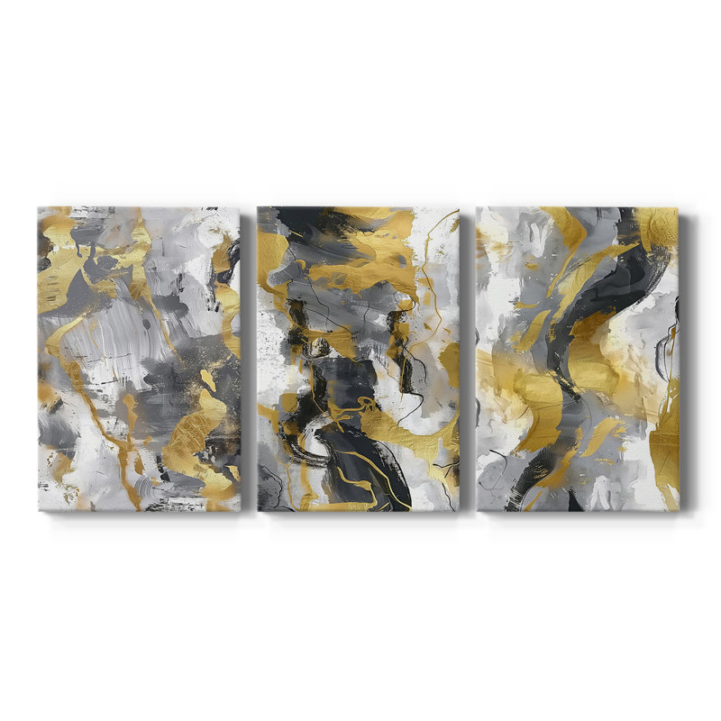 ABSTRACT Series cmxxxiv - Toile tendue sur mesure - 3 pièces, H 18 po x l 36 po