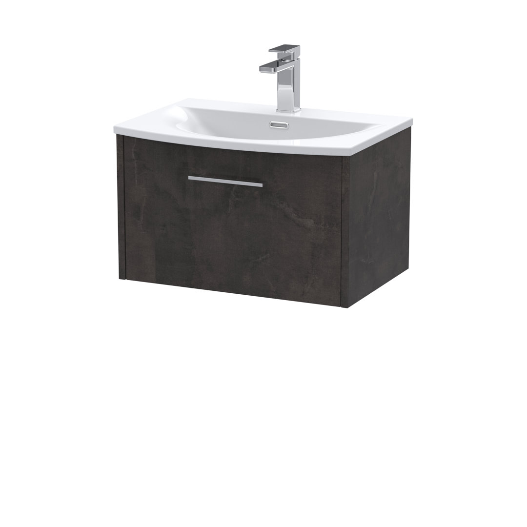 Hudson Reed Metallic Slate Juno Matt Wall Hung Single Drawer Vanity Unit And Curved Ceramic Basin | | Mdf | 600Mm - Image 3