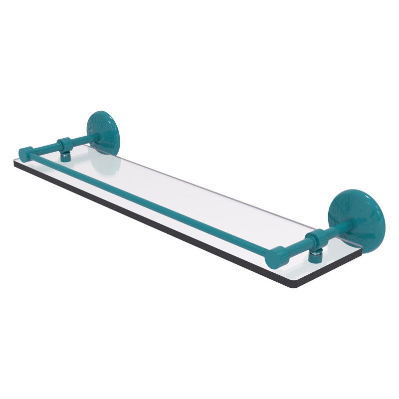 Tablette en verre trempé Yae Carlo, H 3 po x l 22 po x P 5 po, Bleu sarcelle Glokzin