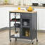 Îlot de cuisine roulant avec rangement, chariot de cuisine avec support à vin pour 4 bouteilles, chariot de bar avec porte-verres à pied, tablettes, tiroir et armoire-673304666
