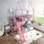 Lit superposé en métal avec escalier de rangement, glissade, rails de sécurité-640652478