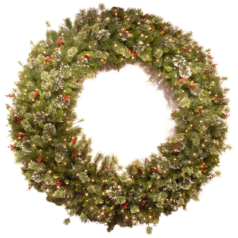 60 in. Wintry Pine Wreath with Clear Lights