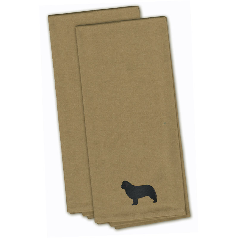 Serviette de cuisine à terre brodée terre-neuve, Brun clair, H 28 po x l 19 po x P 0,1 po