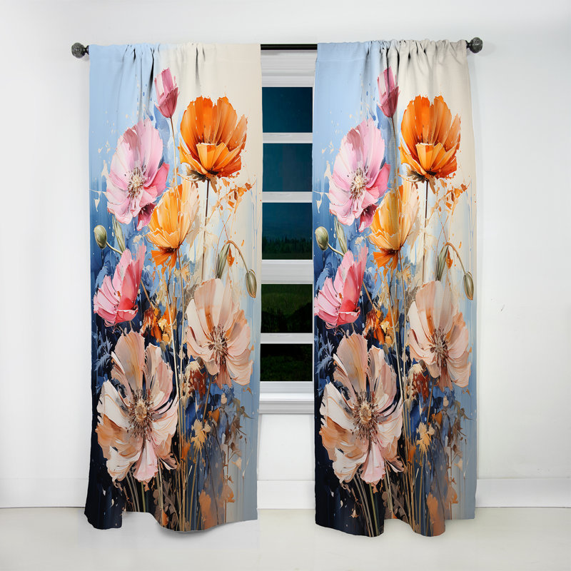 Lavendale - Rideaux obscurcissant 1 panneau avec bouquets assortis, L 52 po x L 108 po