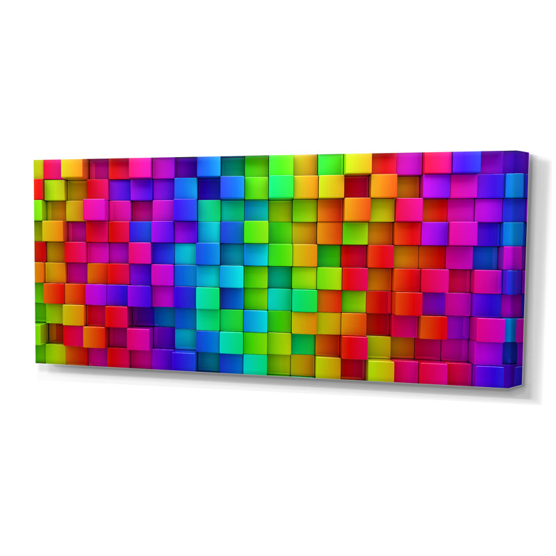 Rainbow of Abstract Colorful Blocks - Impression sur toile, Toile tendue, H 28 po x l 60 po