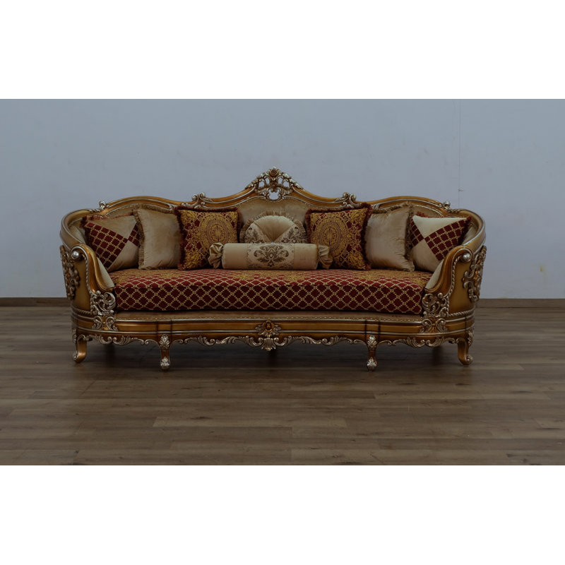 Saint Germain Velvet Sofa, Red/Gold Velvet