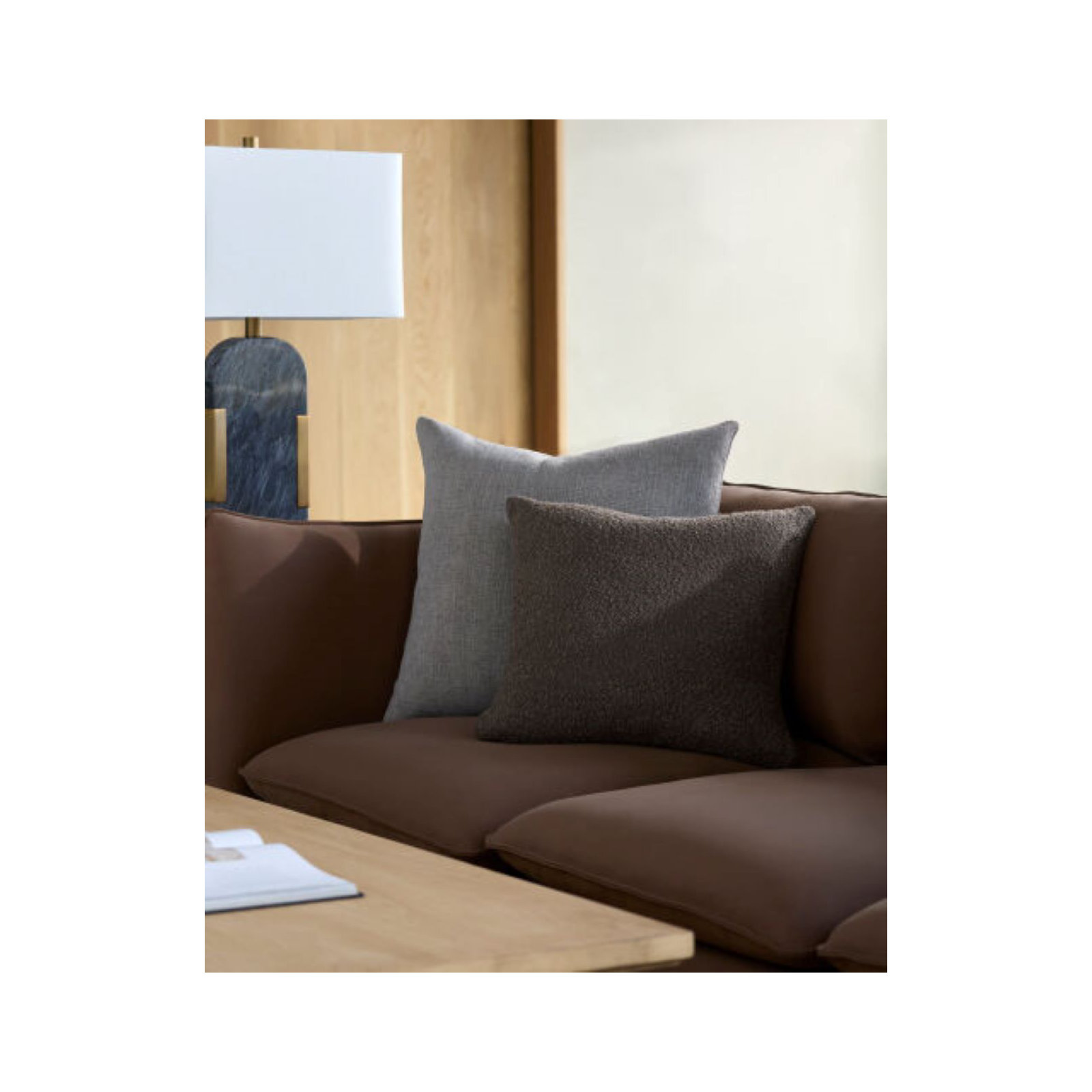 Amalfi Boucle Throw Pillow, Down, 22" x 22", Brown