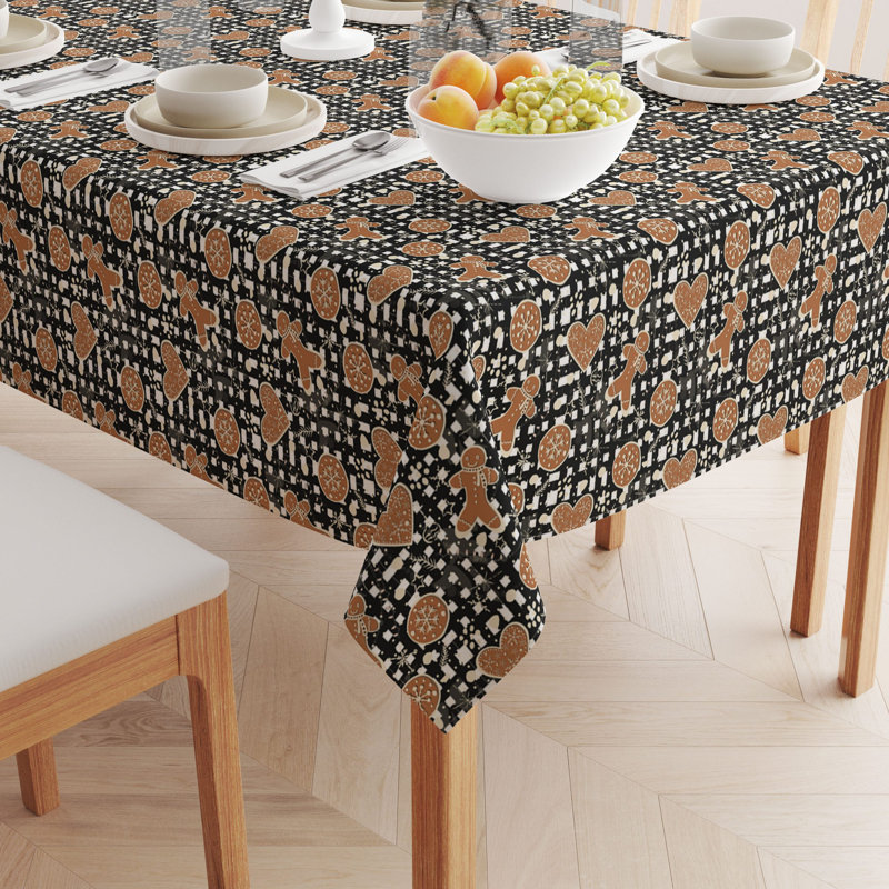 Geometric Christmas Tablecloth, 104" L x 60" W, Vintage Winter Pattern