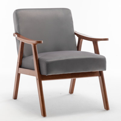 Cormac Mid-Century Modern Accent Chair,with Velvet Upholstery, Solid Wood Frame and Space-Saving Design