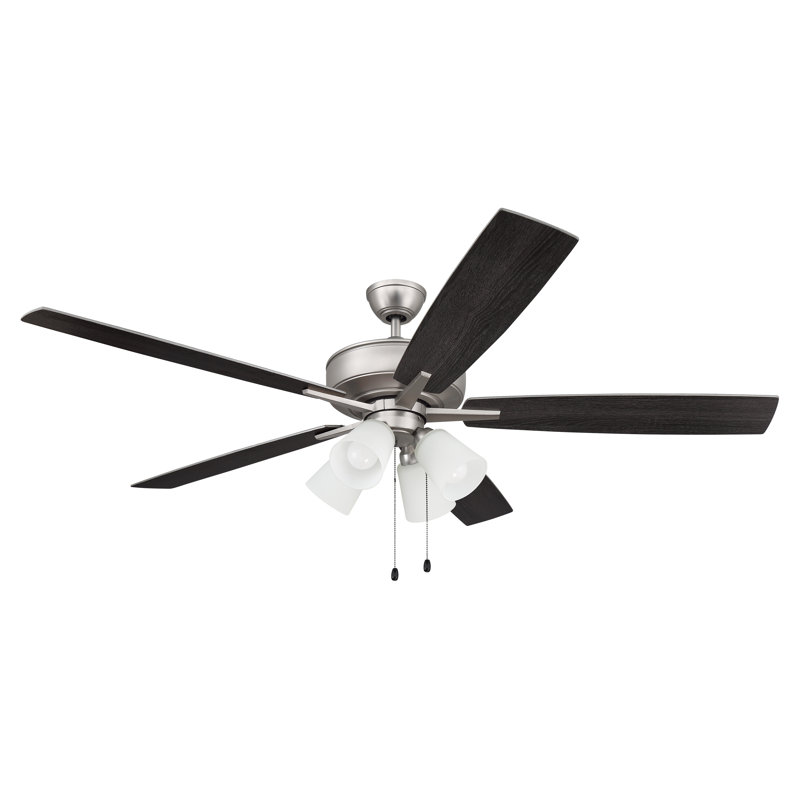 Lauresha 60'' Ceiling Fan with Light Kit, Brushed Satin Nickel/Black