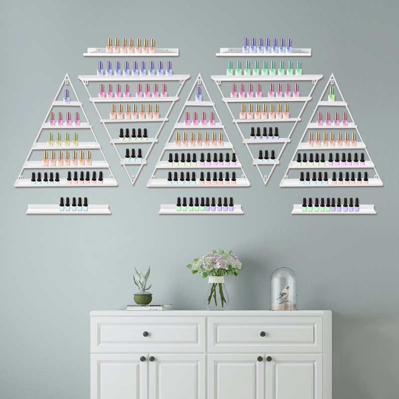 Porte-vernis triangulaire mural à 5 niveaux, Blanc