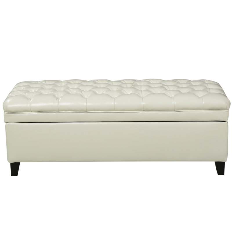 Storage - , Pu Leather Upholstered , 50" X 20.5" 18.39", 33.22 Lb In Color, Leather, Lb, Functional, Ivory