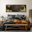 «Moody Yellow Crescent Moon Night Clouds Home Decor Extra Large», reproduction d'art sur toile encadrée-107118218-111665912