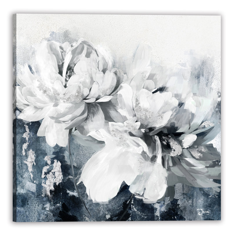 Une fleur blanche - reproduction d'art sur toile tendue, H 30 po x l 30 po x 1,5 po