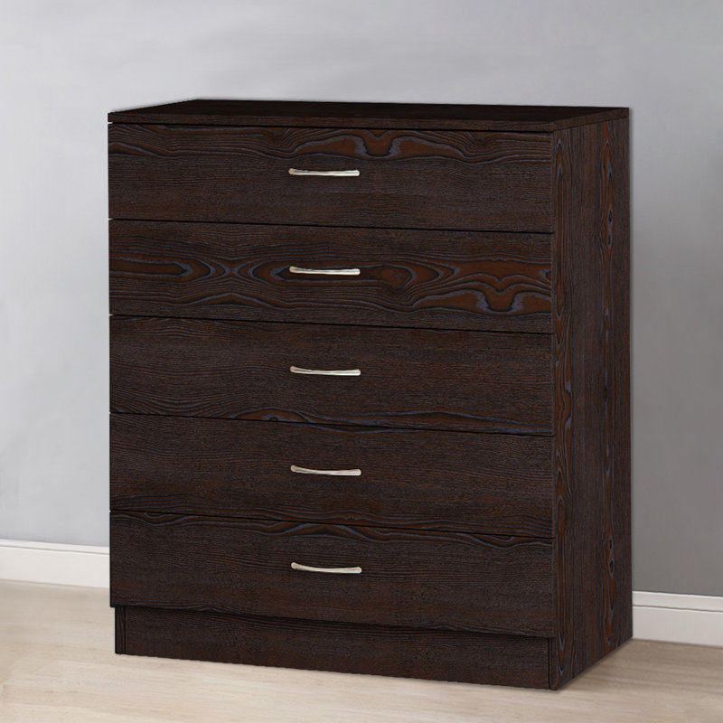 Delogu 75cm W 5 - Drawer Chest of Drawers, Walnut