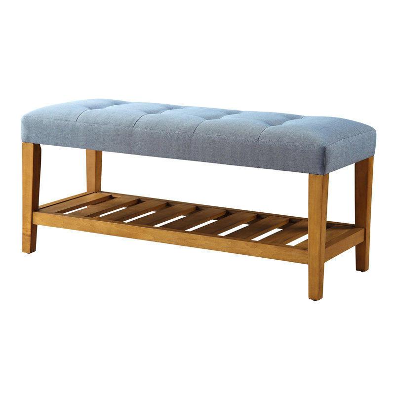 Banc de siège rembourré en chêne touffeté, Bleu clair
