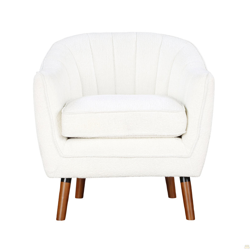 Chaise d'appoint Mid-Century moderne en chenille 1pc, Blanc
