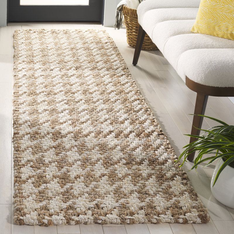 Natural Fiber Handwoven Jute Houndstooth Rug, Runner 2'3" x 8'