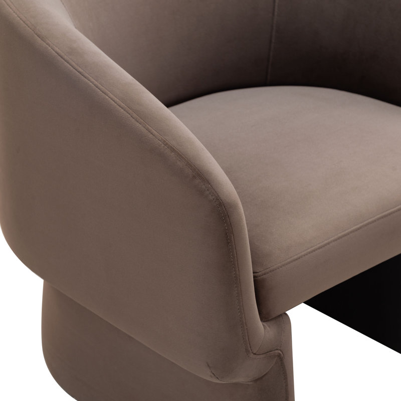 Mia 74.93Cm Wide Velvet Barrel Chair, Dark Brown Velvet