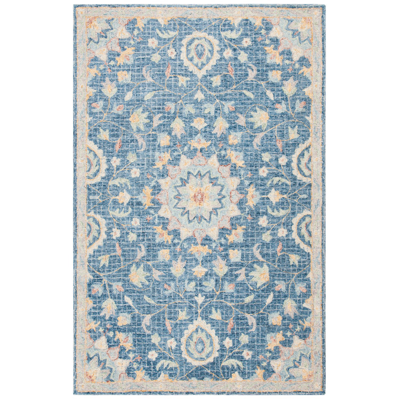 Tapis floral en laine touffeté à la main Luitpold, Rectangle 5 pi x 8 pi