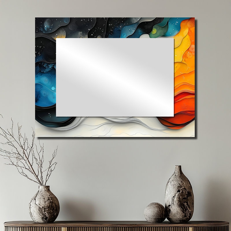 Minimaliste éthéré abstrait marbré océan I - art mural moderne miroir décoratif - imprimé sur métal, 24 po x 32 po