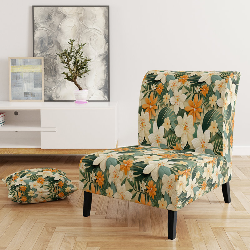 Fauteuil de chambre rembourré C, Manguier à motif tropical II