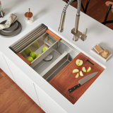 33" L x 19" W Double Basin Undermount Kitchen Sink