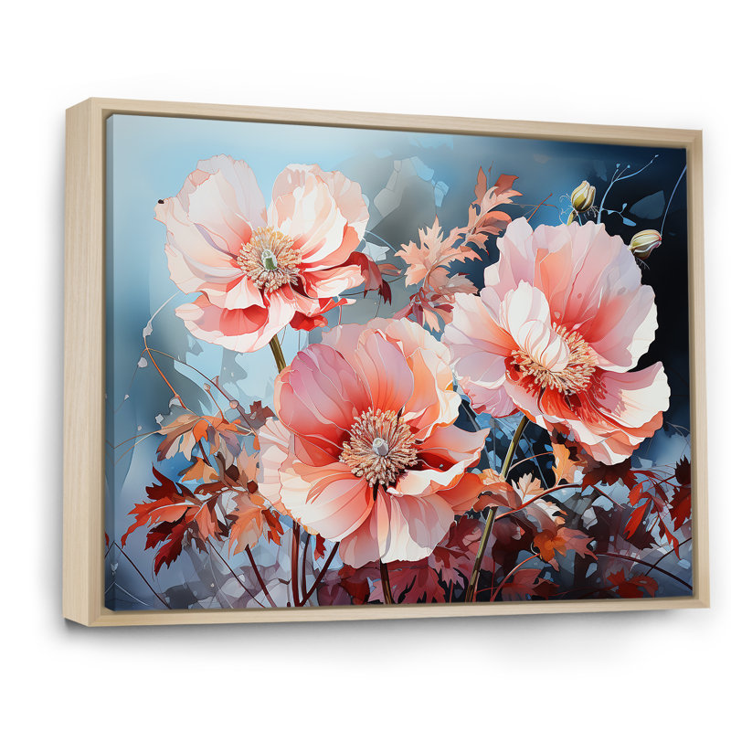 Vivid Poppy Moments I - Poppies, reproduction d'art mural, Cadre naturel flottant, H 34 po x l 44 po x P 1,5 po