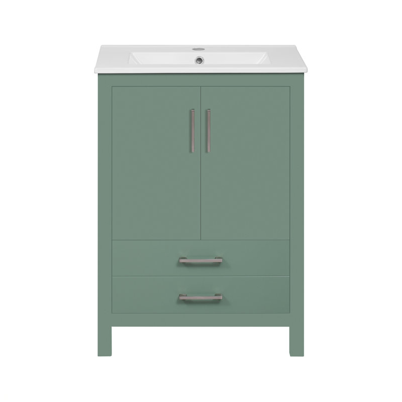 Ensemble de meuble-lavabo 48 po avec lavabo en céramique, meuble Storae autoportant moderne avec poignées, portes à fermeture douce