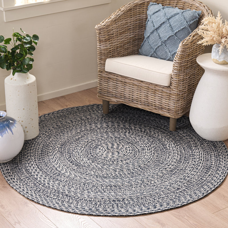 Braided 265 Hand Woven Performance Machine Washable No Pattern Rug, Round 5'
