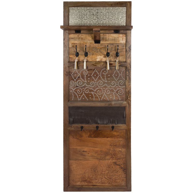 Atianna Mango Solid Wood Hall Tree, Dark Brown