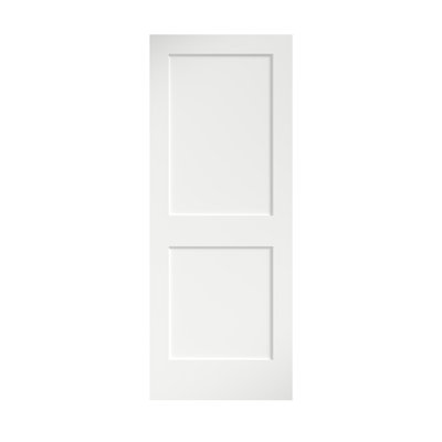 Porte de dalle 80 po à 2 panneaux en bois apprêté Shaker