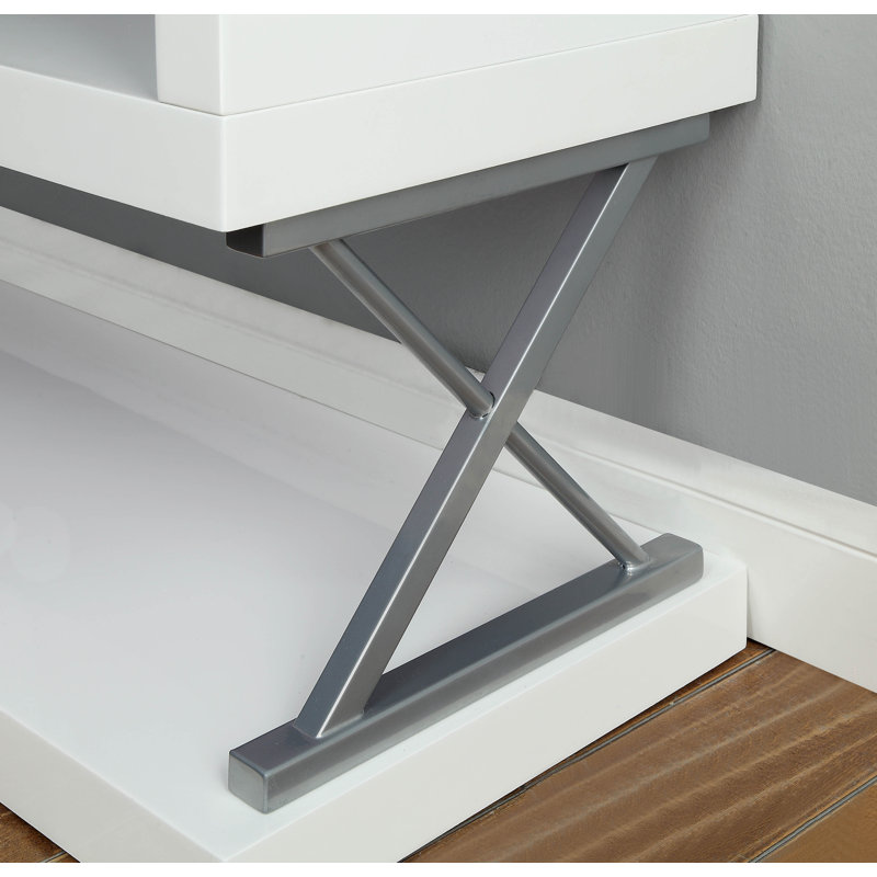 Telma Geometric Display Bookcase with Open Back, White, (4 Shelves) 54.38" H x 47'' W x 15.5" D