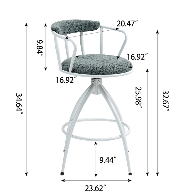 Chaise pivotante 2 pièces Helfer, structure en métal, Siège vert / cadre blanc